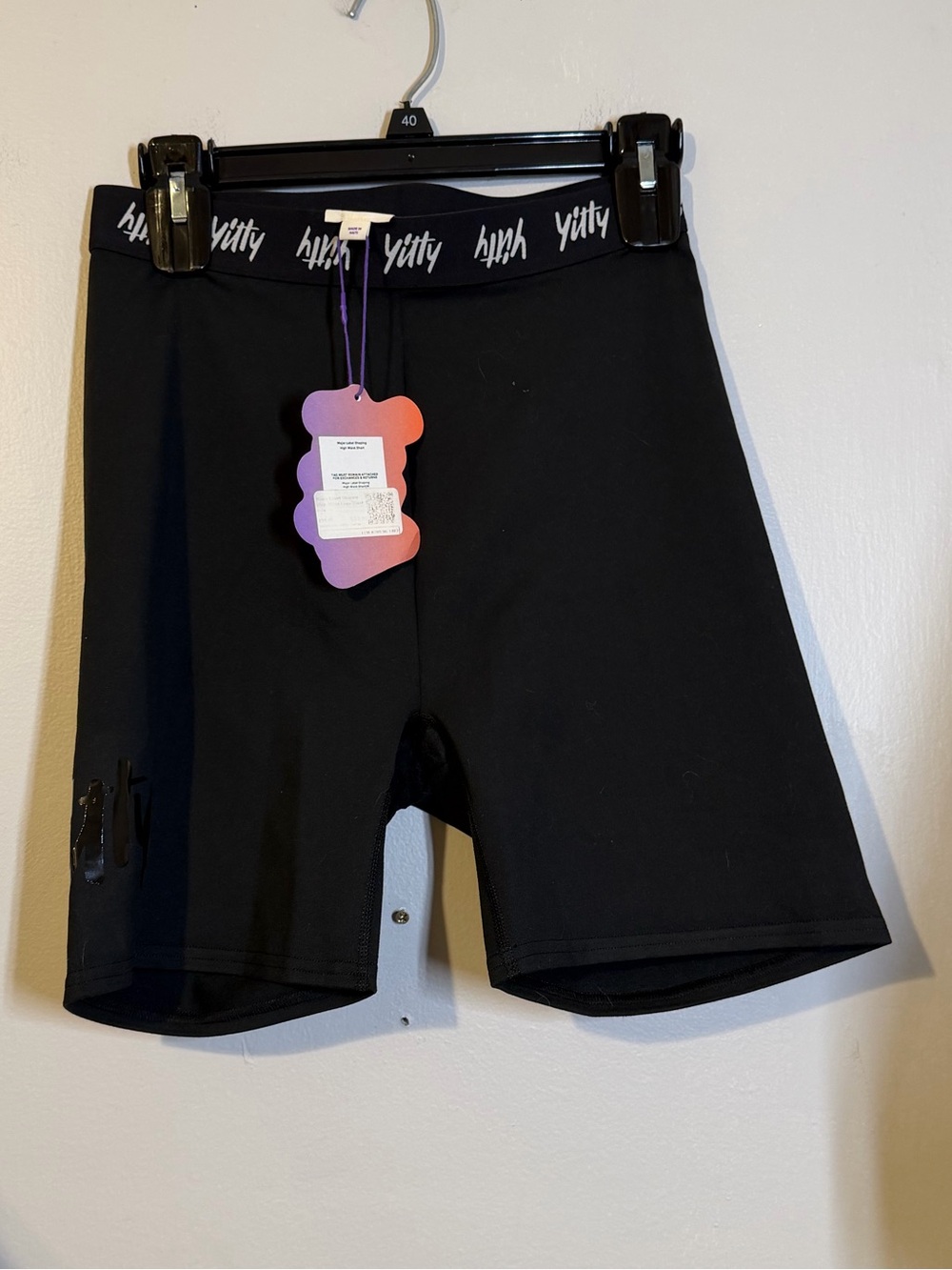 Yotty Black Athletic Bike Shorts with Logo Waistband